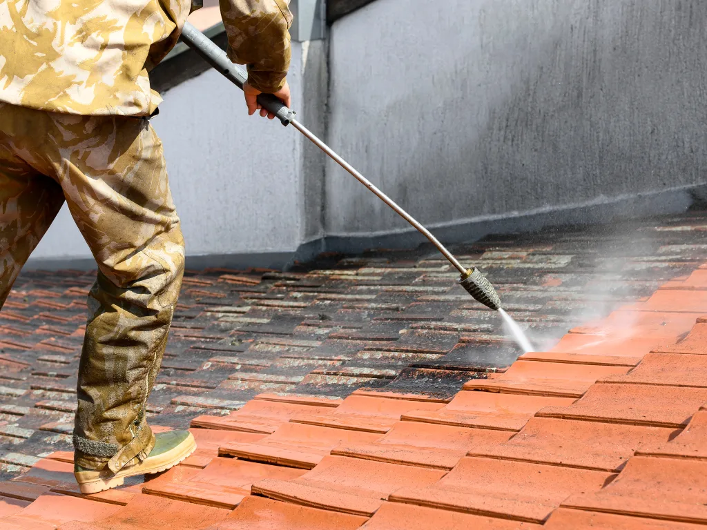 power washing roof